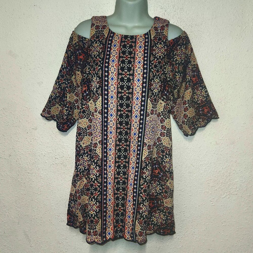 Lily Rose ** short dress, Black with colorful floral design in size XS